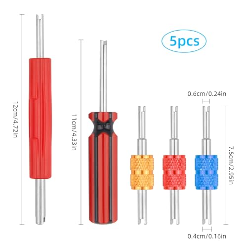 Image of 5PCS Valve Stem Removal Tool& Valve Core Removal Tool for Air Conditioning, Tire Stem Removal Tool& Valve Stem Puller Single and Dual Heads for Valve Core Remover Tire Valve Stem Removal Tool