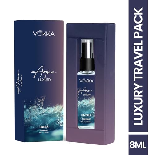 Image of Vokka Pocket Perfume Aqua 8ml | Unisex Luxury Long Lasting Perfume for Men & Women | Aquatic Scent Eau De Parfum| EDP Fragrance for Gift | Travel & Skin Friendly | Notes: Aqua Woody Musky