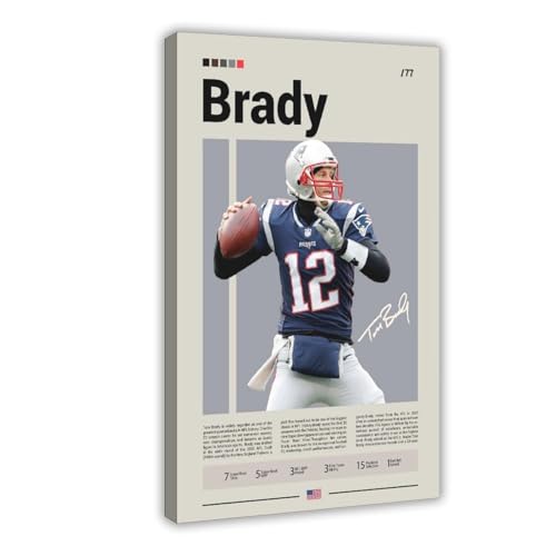 Poster Tom Brady sur toile premium salon cadre 40 x 60