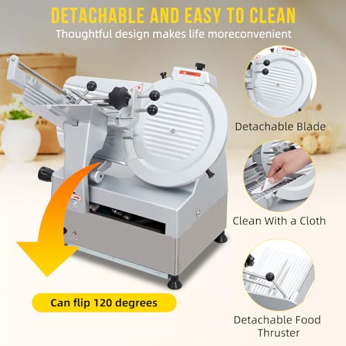 Meat Slicer - 10 Inch Electric Food Slicer, Fully Automatic 240W+430W Power, Stainless Steel Blade, Adjustable Thickness 0-16mm, Ideal for Home & Commercial Use