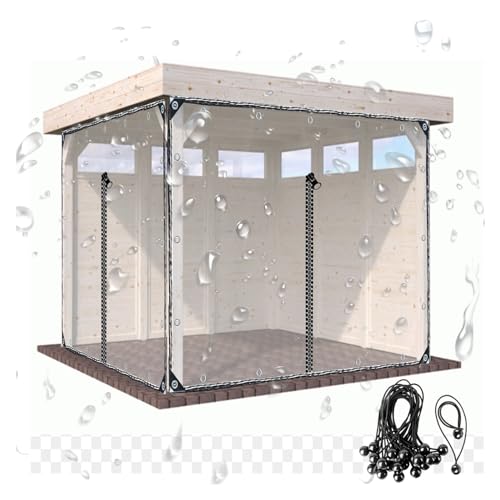 Panneaux de clôture de patio en vinyle avec porte zippée, panneaux latéraux en bâche imperméable en PVC transparent, rideaux en bâche en vinyle transparent pour garage, patio, belvédère, por