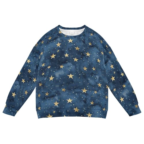 JUNZAN Glitter Stars on Navy Blue Little Kids Hooded Sweatshirt Long Sleeve Kids Pullover Hoodie Party 4T - Main Image