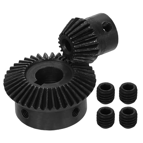 Image of uxcell 2Pcs Tapered Bevel Gears Set, 1 Mod 1:2 (20T /40T) Harden Steel Straight Bevel Gear, 90 Degree Steering Motor Gears, (5mm /12mm Shaft Hole with Keyway)