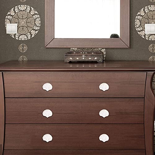 2 Pack Seashell Knobs Ocean Cabinet Pull Knobs Beach Ocean Cabinet Drawer Cupboard Pull for Dresser Cupboard Wardrobe Cabinet Kitchen (White) - Image 4
