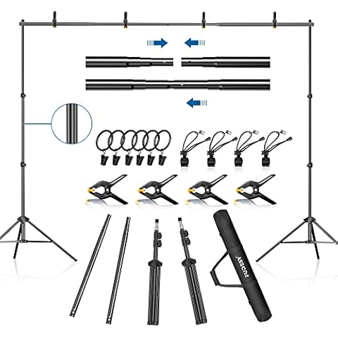 FUDESY Backdrop Stand 7x10Ft Adjustable Photography Background Support System Kit for Photo Video Studio with Carry Bag,Spring Clamps Cover