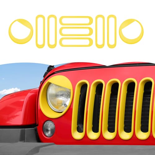 Inserts De Grille Maille Noire Pour Jeep Wrangler JK/JKU 2007-2017 - ABS Mat, Clipser, Protection Et Style