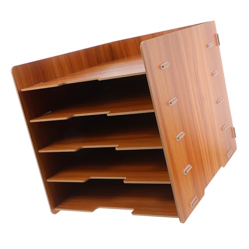 DIYEAH Dokumenten Organizer Aus Holz Für Schreibtisch Ablage-Organizer Mit Abgestufter Anordnung Platzsparendes Stauraum-System Für Büro Zuhause Schule Und Lagerhallen Einfach