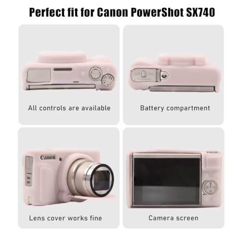 Funda para Canon PowerShot SX740 HS de silicona rosa miniatura 3