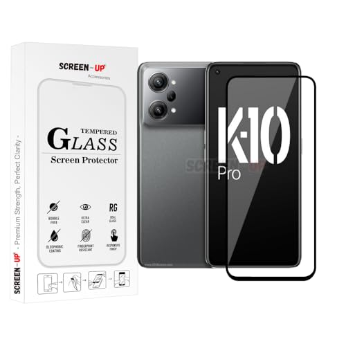 Image of ScreenUp Tempered Glass For Oppo K10 Pro - Ultra Clear, 9H Scratch Resistant, Full Coverage, Easy Install Screen Protector