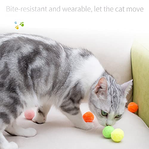BCat Pack of 10 Cat Balls Cat Plush Toy Balls Kitten Interactive Colourful Toy Ball in Random Colours - Image 4