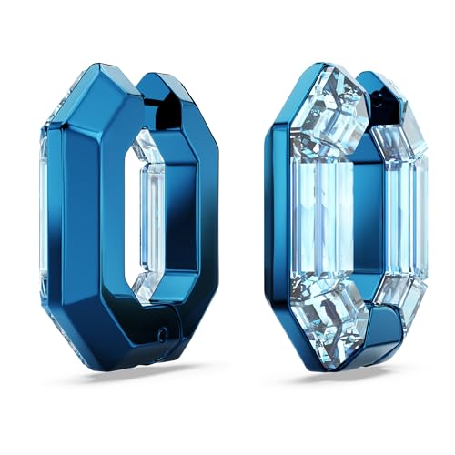 Swarovski Lucent Hoop Earrings, Octagon Shape, Small, Blue3