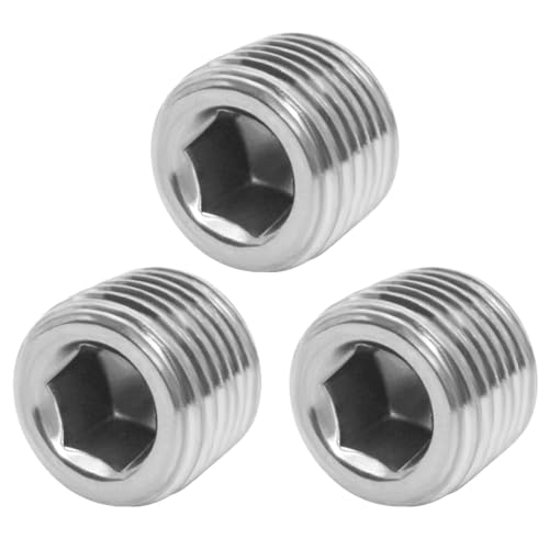 Conector NPT 1/8 con tres piezas de rosca avellanada en acero inoxidable marca Joyway