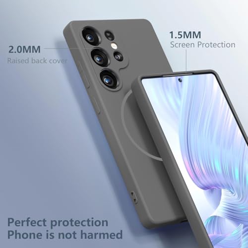 Image of DIZORO Microfiber Candy Case Compatible for Samsung S24 Ultra 5g Magnetic Silicone Case, Compatible with MagSafe, Anti-Scratch Soft Non-Slip Full Body Protective Back Cover (New Titanium)