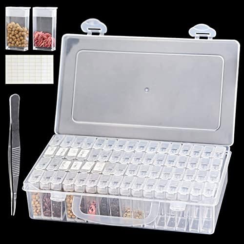 64 Slots Saatgut Aufbewahrungsbox,Kunststoff Samen Aufbewahrung mit Etikett | Samen Organizer Box, Kunststoff Saatgut Aufbewahrungsbox mit Pinzette für Blumensamen, Gemüsesamen, Ch