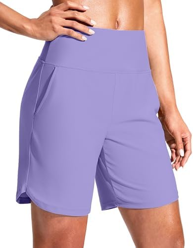 G Gradual Women's 7" Quick Dry Swim Board Shorts Swimming Bottoms High Waisted Beach Shorts for Women with Liner Pockets