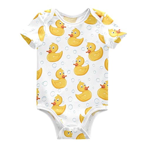Emelivor Rubber Yellow Duck Baby Boy Girl Bodysuits Short Sleeve Unisex Newborn Outfit Clothes Bodysuit Infant Romper Jumpsuit for Babies 0-24 Months