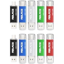 ABLAZE 32GB Type C Flash Drive 10 Pack، Dual USB 2.0 + USB C Memory Stick Thumb Drive متوافق مع iPhone 16/15 ، Android Smartphone ، أجهزة الكمبيوتر ، الأجهزة اللوحية ، Mac ، iPad ، PC