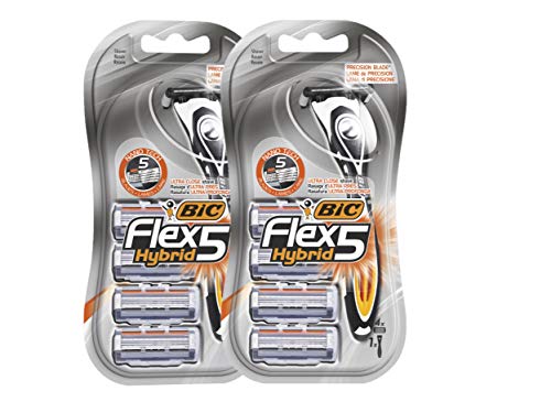 BIC Flex5 Hybrid Machinery Kit för män -2 Handtag och 8 reservdelar