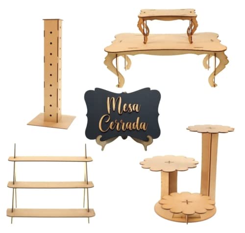 La Mejor Selección de Moldes para mesa de dulces - solo los mejores. 50 Divina Creación Kit 6 Piezas Candy Bar Mesa Dulces Cupcakes Exhibidores MDF Mesitas