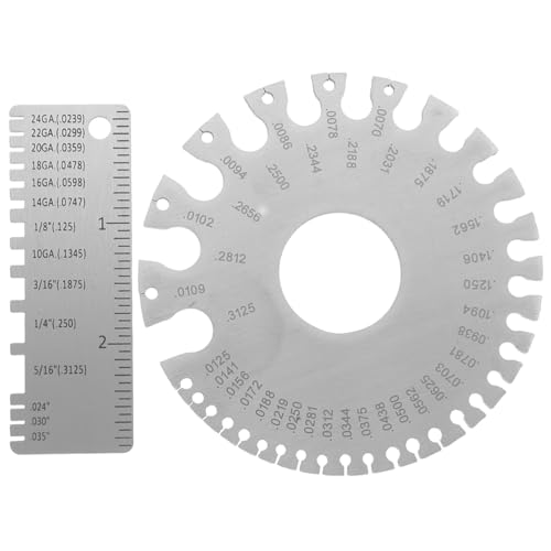 Medidor de alambre de doble cara de alta precisión 2pcs, calibre estándar de grosor de láminas metálicas para soldadura eléctrica miniatura 1
