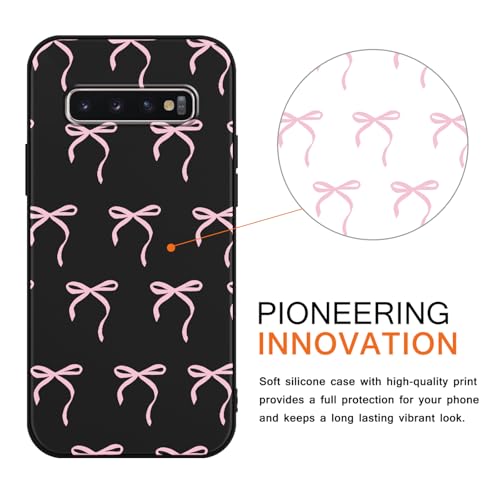 Phoona Bow Pattern Phone Case for Samsung Galaxy S10 Plus 6,4", Cute Aesthetic Design Print Funda with TPU Slim Liquid Silicone Shockproof Protection Soft Phone Cover for Women Girls, 01