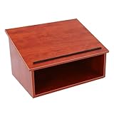 GUIAFUHYE Tabletop Podium Wood,Portable Tabletop Lectern with Storage Room&Baffle Plate,Slant Reading Surface,for Churches, Restaurants,Classrooms (Brown,23.75 * 13.5 * 18.75 in)