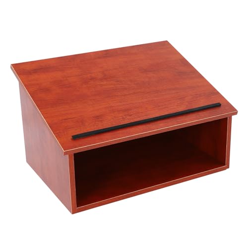 GUIAFUHYE Tabletop Podium Wood,Portable Tabletop Lectern with Storage Room&Baffle Plate,Slant Reading Surface,for Churches, Restaurants,Classrooms (Brown,23.75 * 13.5 * 18.75 in)