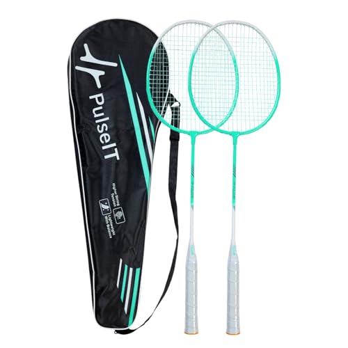 Image of PulseITSmash Badminton Racket- for Men & Women. Lightweight Aluminum Frame with High Tension Strings. Indoor /Outdoor Badminton Racquet for Training, Power Play & Control. (Green)
