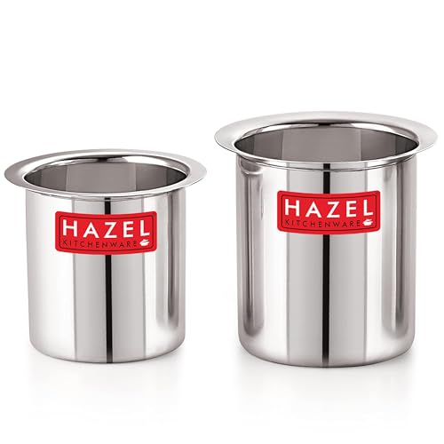 Image of HAZEL Steel Milk Pot Without Lid Set of 2 | 880 ml & 1250 ml Stainless Steel Milk Boiler Container | Milk Boiling Vessel Gunj for Kitchen, 2 Pc Set