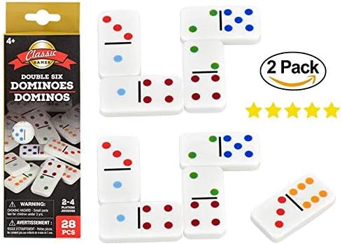 2 Mini Traveling Size Dominoes Game. Party Game Activity Set (58 Pieces Total)