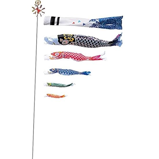 鯉のぼり ワタナベ 錦鯉 ノーマルセット 綾錦鯉 5m5匹 浪千鳥吹流し