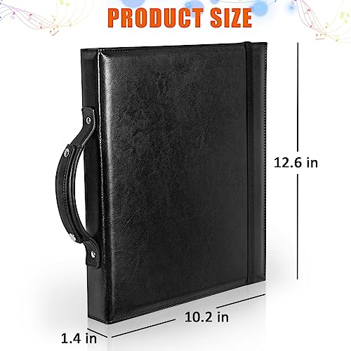 Choral Music Holder, Sheet Music Folder with Handle and Strap, Sheet Music Binder, for Choir Singer, Stage Performance, Black