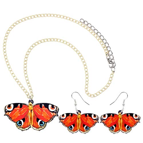 Pendientes de mariposas tropicales y collares de acrílico para niñas 6