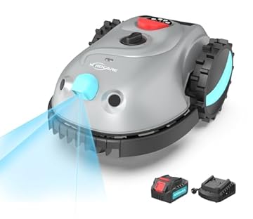 YARDCARE V100 Robot Tagliaerba a Batteria con Navigazione Visiva, Rilevamento di 150 Ostacoli, Robot Tosaerba Elettrico Fino a 150 m², Robot Tosaerba Eelettrico con Lame di Ricambio