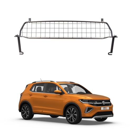 Travall Hundegitter für Volkswagen T-Cross (2018-) Fahrzeugspezifisches Hundegitter, Kofferraumschutz für Hundetransport, Gepäckschutz, Robustes Stahlnetz Auto Hundesperre