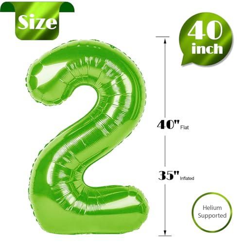 Image of Light Green 2 Balloon, Number Balloons 40 Inch, 2nd Balloon Number Birthday Decorations, Second Two Birthday Party Supplies, Number 2 Balloon
