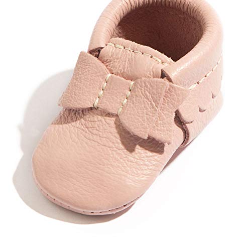 Freshly Picked Newborn Baby Girl Shoes, Ballet Flat Bow Moccasins, Blush2