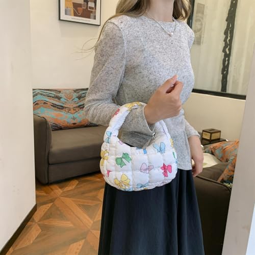 Image of Quilted MINI Handbag and Purses Women Puffer Nylon Hobo Cotton Padded Purse Work Travel Lightweight