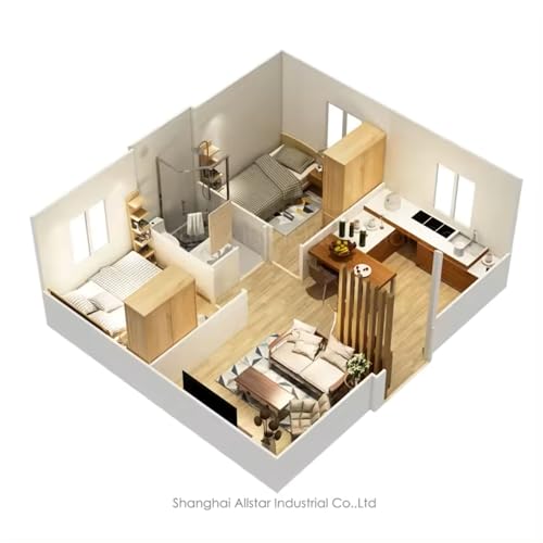 Mobile House Patio Tiny House Modern Prefab Modular Luxury Modern prefab Villa Mobile Vacation Tiny Steel Home 20 Feet prefabricated Tiny House with Balcony Kitchen Bathroom 2 Bedrooms Mobile Home eco - Image 5