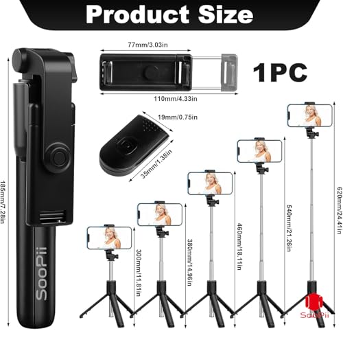 Image of 2 in1Selfie Stick Tripod Light Weight, 70CM Reinforced Tripod for Mobile Phone, Multi-Functional Bluetooth 28 inch Long Selfie Stick for Travel,Vlogging,Compatible with iPhone and All Smartphones