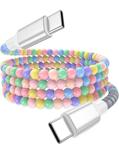 Colorato Perle Cavo USB C 1m: Caratterizzato da un design perline cavo, il cavo da 3,3 piedi è ideale per viaggi, ufficio, casa e più ideale per cavi di lunghezza nella vostra vita quotidiana