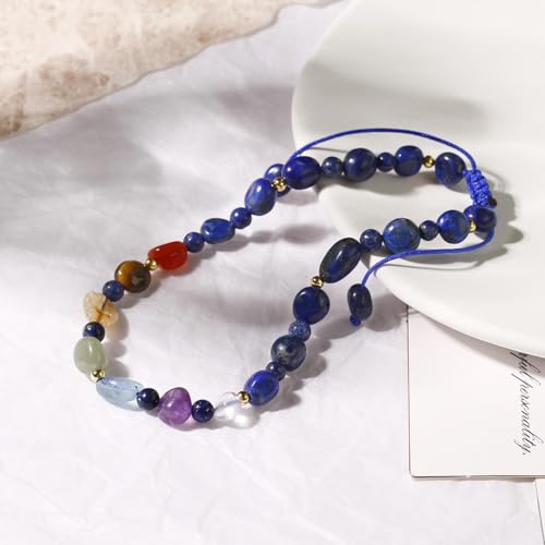 Image of 7 Chakra Crystals and Stones Anklet Irregular Tumbled Gems Beaded Ankle Bracelets for Women Spiritual Energy Meditation Yoga Healing Jewelry Mom's Gifts