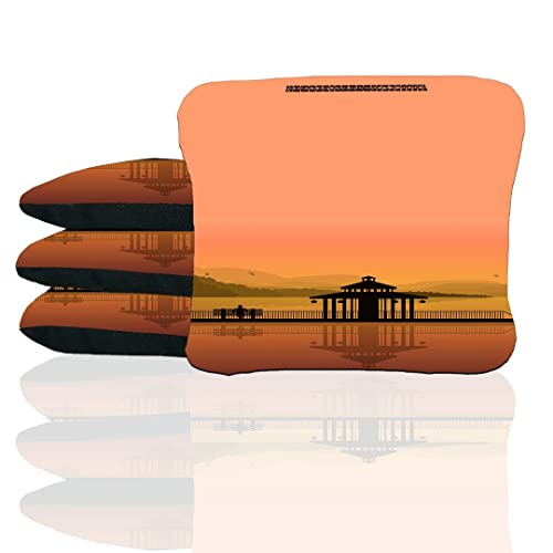 Orange Lake Sunset Stick & Slide Cornhole Bags - Set of (4) Dual Sided Fast & Slow Corn Hole Bags