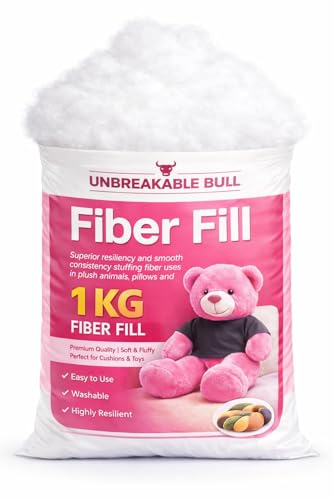 Image of Soft Fiber 1000g | 1 kg Racron Polyester Fibre Synthetic Cotton Filling for Cushion, Pillow, Teddy Bear, Toy Stuffing (1000gm)
