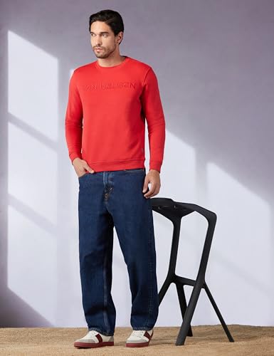 Image of Van Heusen Men's Embroidered Premium Cotton Full Sleeve Regular Fit Sweatshirt | Effortless Styling | Premium Cotton Blend