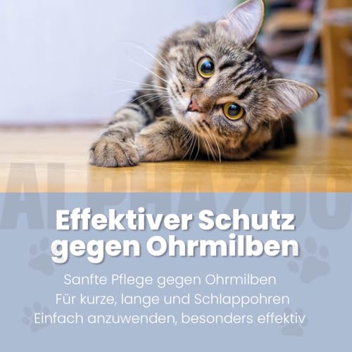 alphazoo Ohrmilbenöl für Katzen 100 ml – sanfte, alkoholfreie Ohrenpflege mit Aloe Vera & Calendula | pflegt empfindliche Ohren, leicht anzuwenden & gut verträglich | unattraktiv für Milben