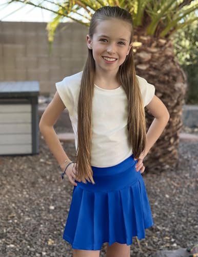 Image of Arshiner Girl's Tennis Skirts with Shorts Athletic Pleated Skirt Workout Performance Skorts with Pockets for Kids 4-13Y