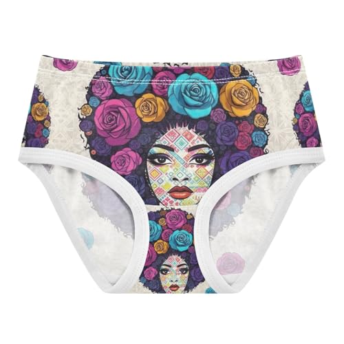 Girls Briefs, Colorful Roses Face Toddler Panties, Girls Underwear Cotton, 2T–8 Years