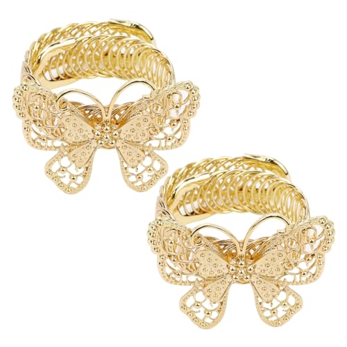 Chinflly Curtain Tiebacks,Butterfly Spring Design Modern Style Holdback Metal Curtain Tie Backs Home Decor(Gold),Pack of 2