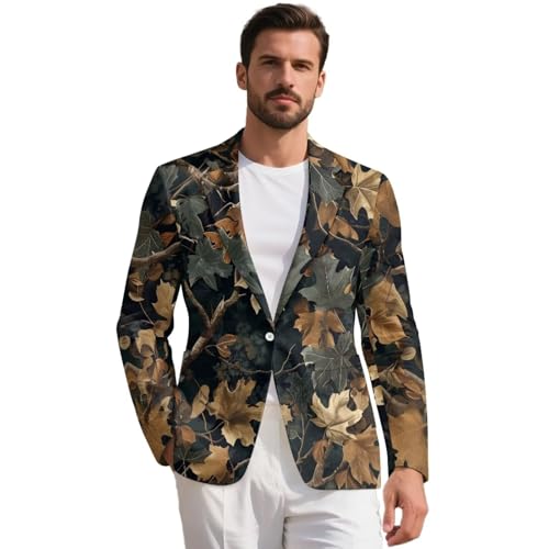 TOADDITDO Camo Tree Leaf Print Men's Sport Coats Blazers Casual One Button Business Suit Jacket3